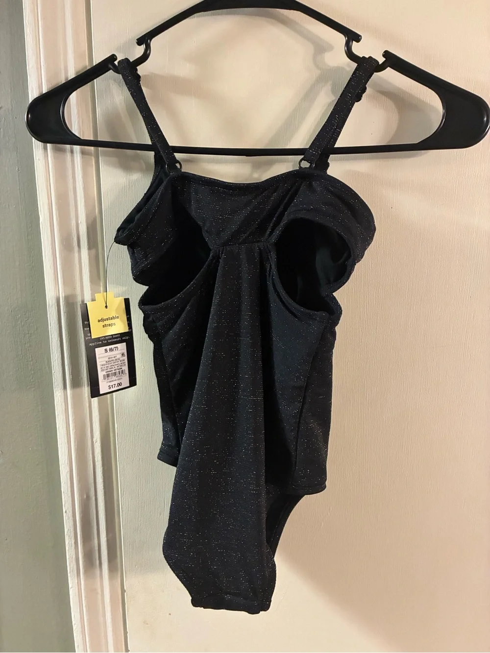Girls' Solid One Piece Swimsuit - Art Class™ Black S: Adjustable Strap, UPF 50+
